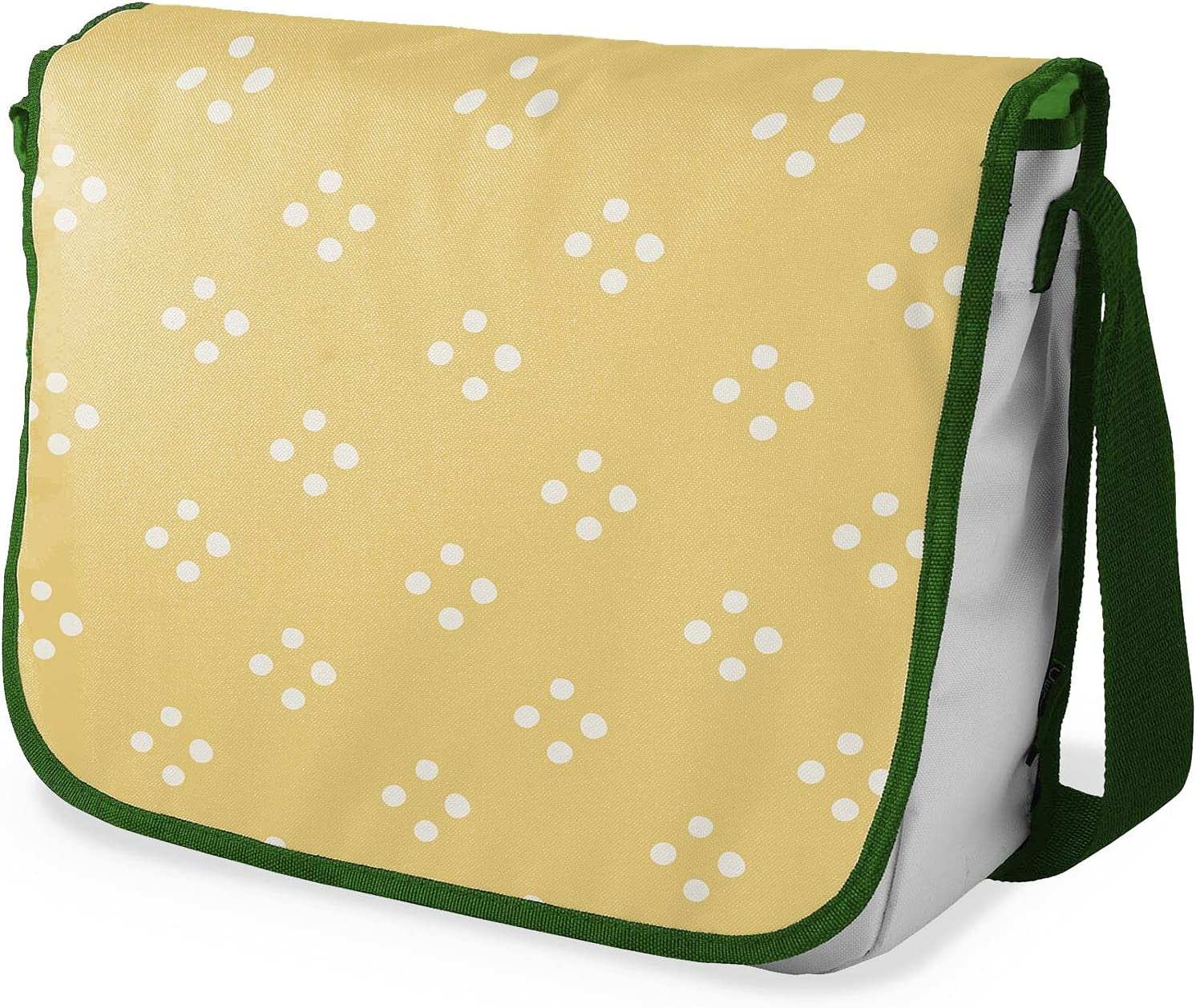 Bonamaison 4 White Dot Pattern Messenger School Bag w/ Khaki Strap RRP 16.74 CLEARANCE XL 10